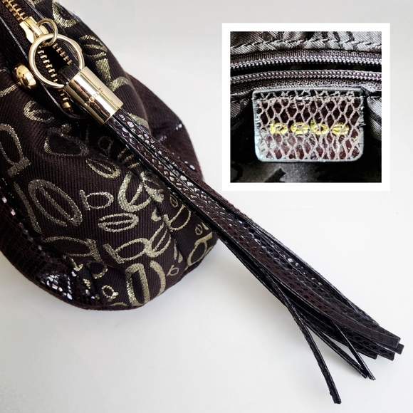 Bebe Vintage Y2K Gorgeous Dark Brown Bag With Snake Accents Gold Hardware & Logo - Picture 8 of 16